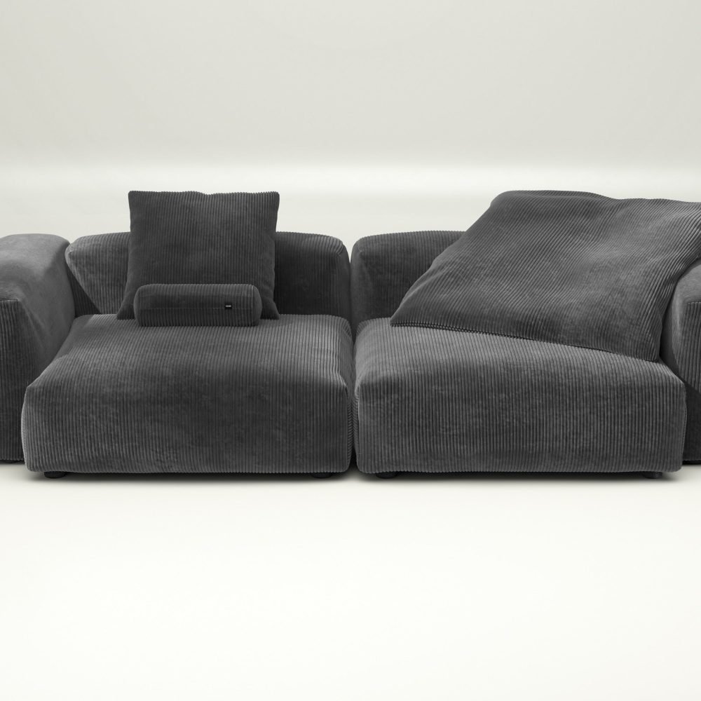 vetsak | Sofa Set 02 Large - cord velour - dark grey | Modular Sofa | 3.5 Seater | Big Sofa