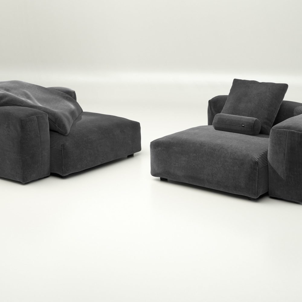 vetsak | Sofa Set 02 Large - cord velour - dark grey | Modular Sofa | 3.5 Seater | Big Sofa