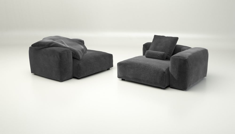 vetsak | Sofa Set 02 Large - cord velour - dark grey | Modular Sofa | 3.5 Seater | Big Sofa