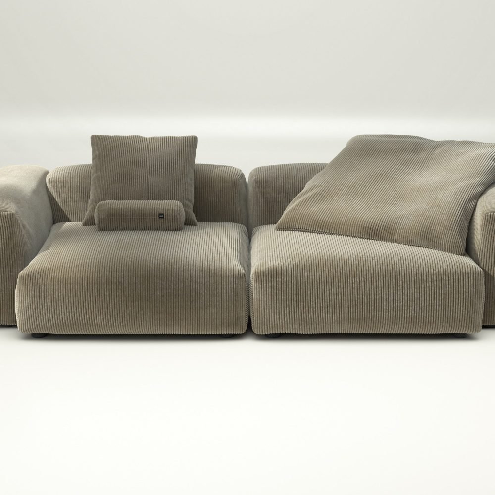 vetsak | Sofa Set 02 Large - cord velour - khaki | Modular Sofa | 3.5 Seater | Big Sofa