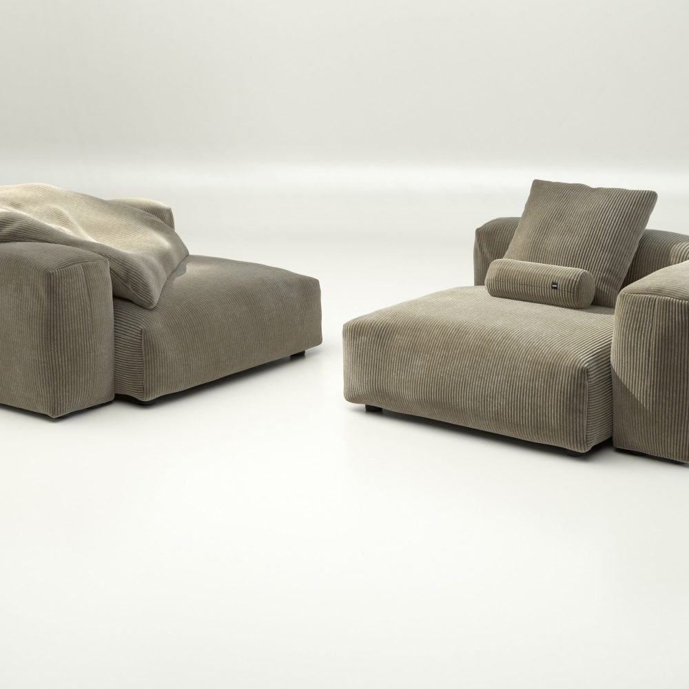 vetsak | Sofa Set 02 Large - cord velour - khaki | Modular Sofa | 3.5 Seater | Big Sofa