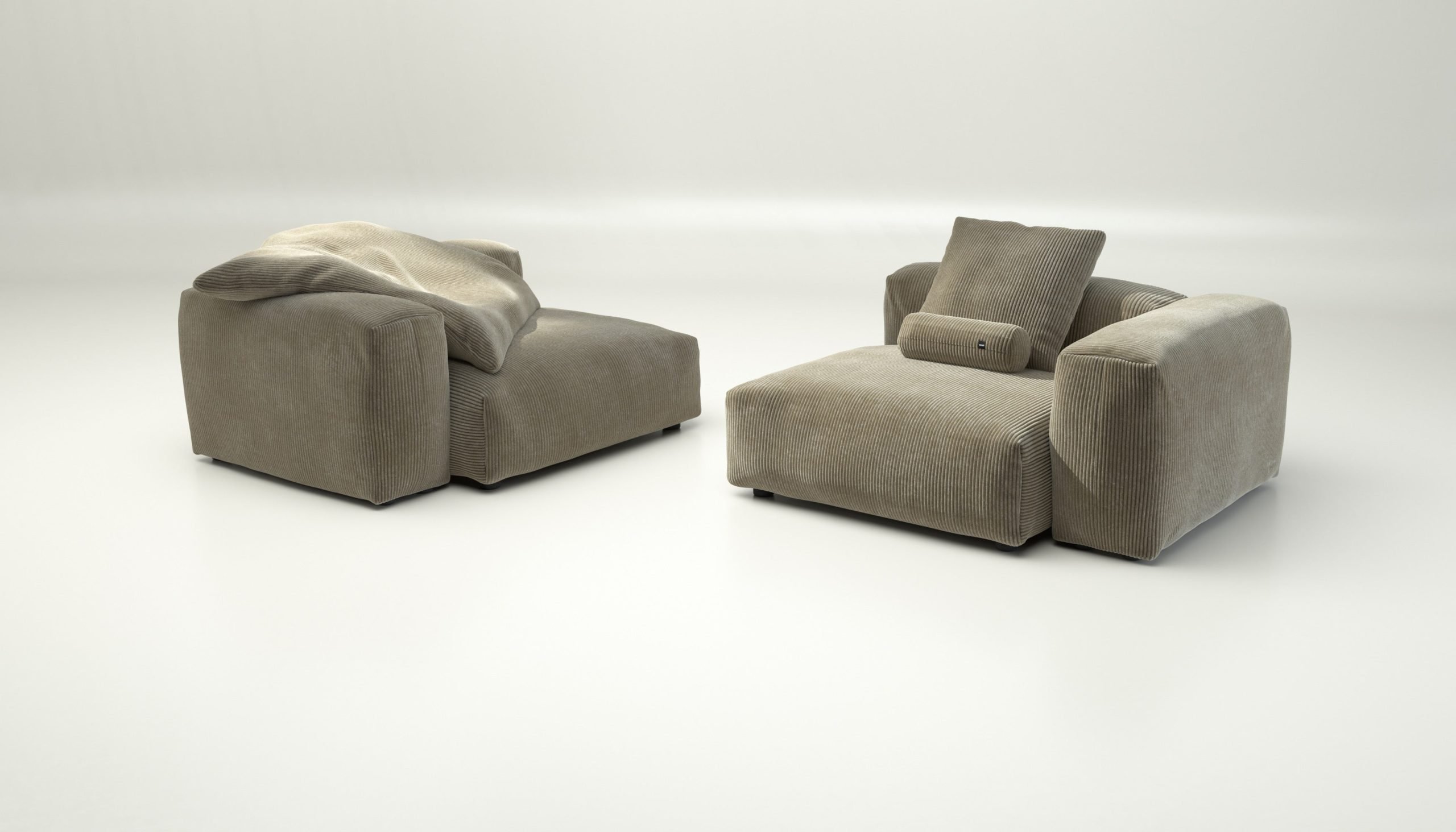 vetsak | Sofa Set 02 Large - cord velour - khaki | Modular Sofa | 3.5 Seater | Big Sofa