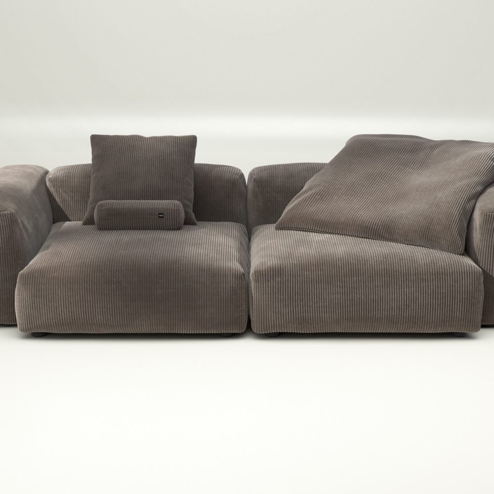 vetsak | Sofa Set 02 Large - cord velour - mocha | Modular Sofa | 3.5 Seater | Big Sofa
