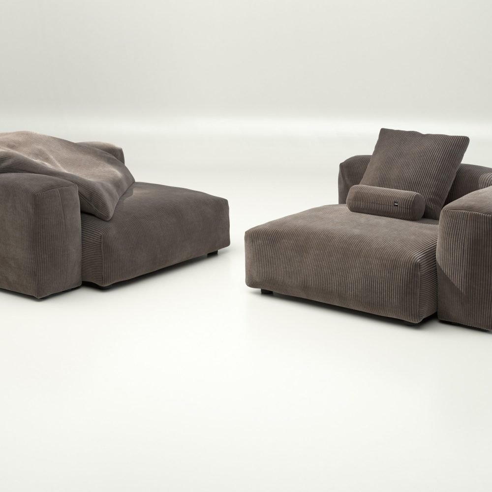 vetsak | Sofa Set 02 Large - cord velour - mocha | Modular Sofa | 3.5 Seater | Big Sofa