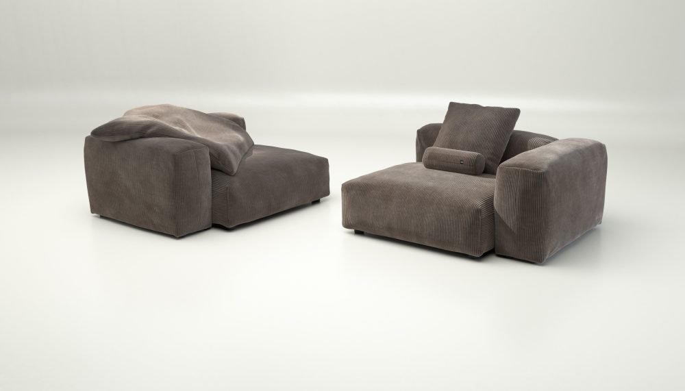 vetsak | Sofa Set 02 Large - cord velour - mocha | Modular Sofa | 3.5 Seater | Big Sofa