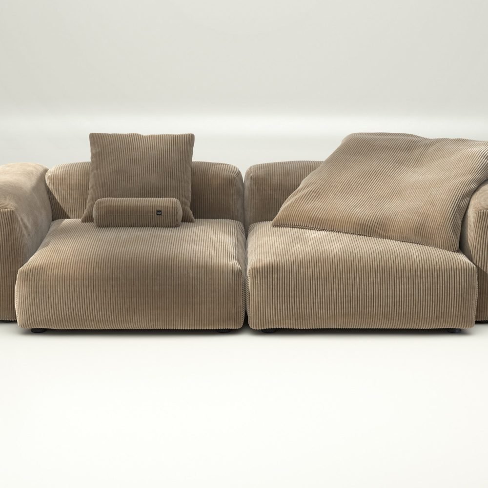 vetsak | Sofa Set 02 Large - cord velour - sand | Modular Sofa | 3.5 Seater | Big Sofa
