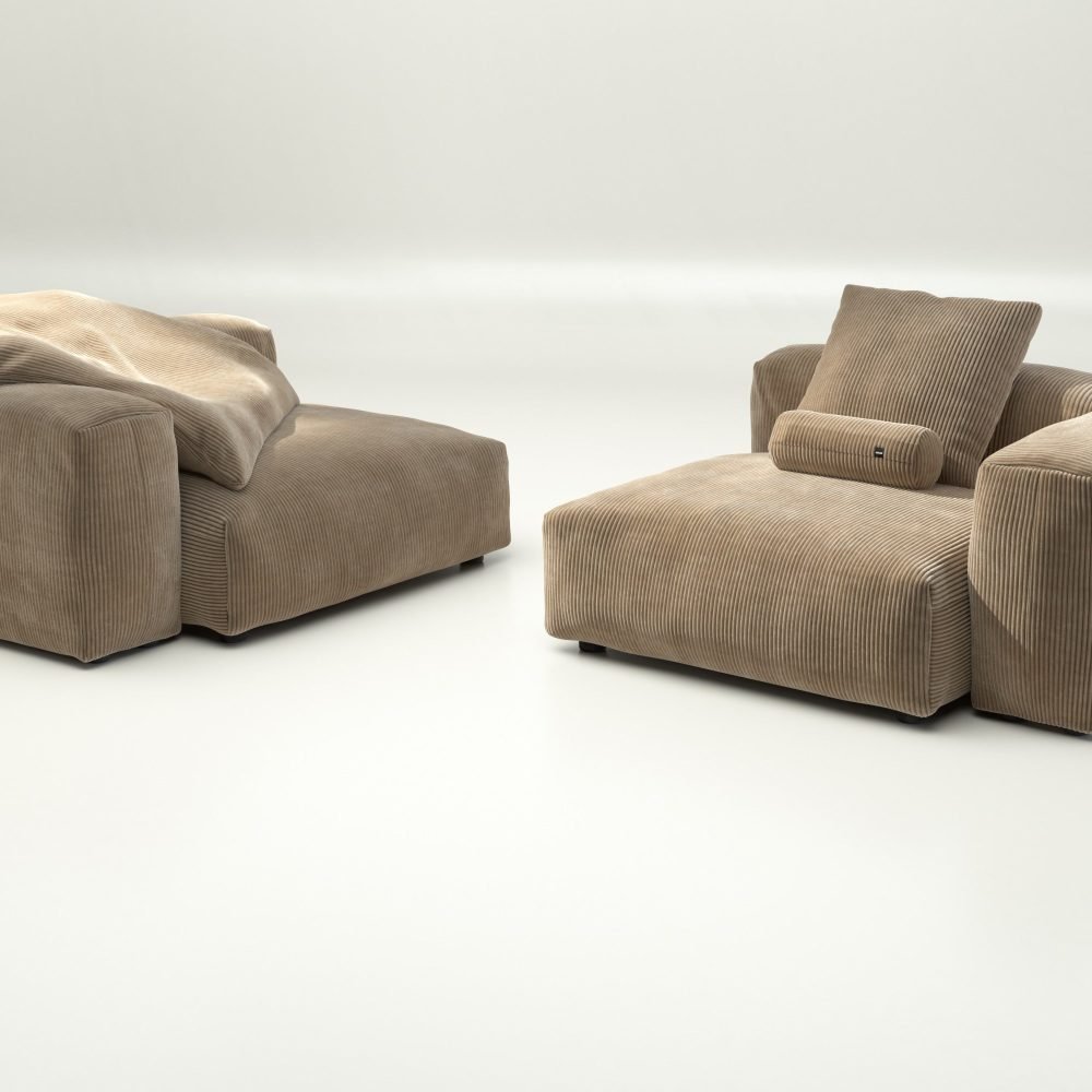 vetsak | Sofa Set 02 Large - cord velour - sand | Modular Sofa | 3.5 Seater | Big Sofa