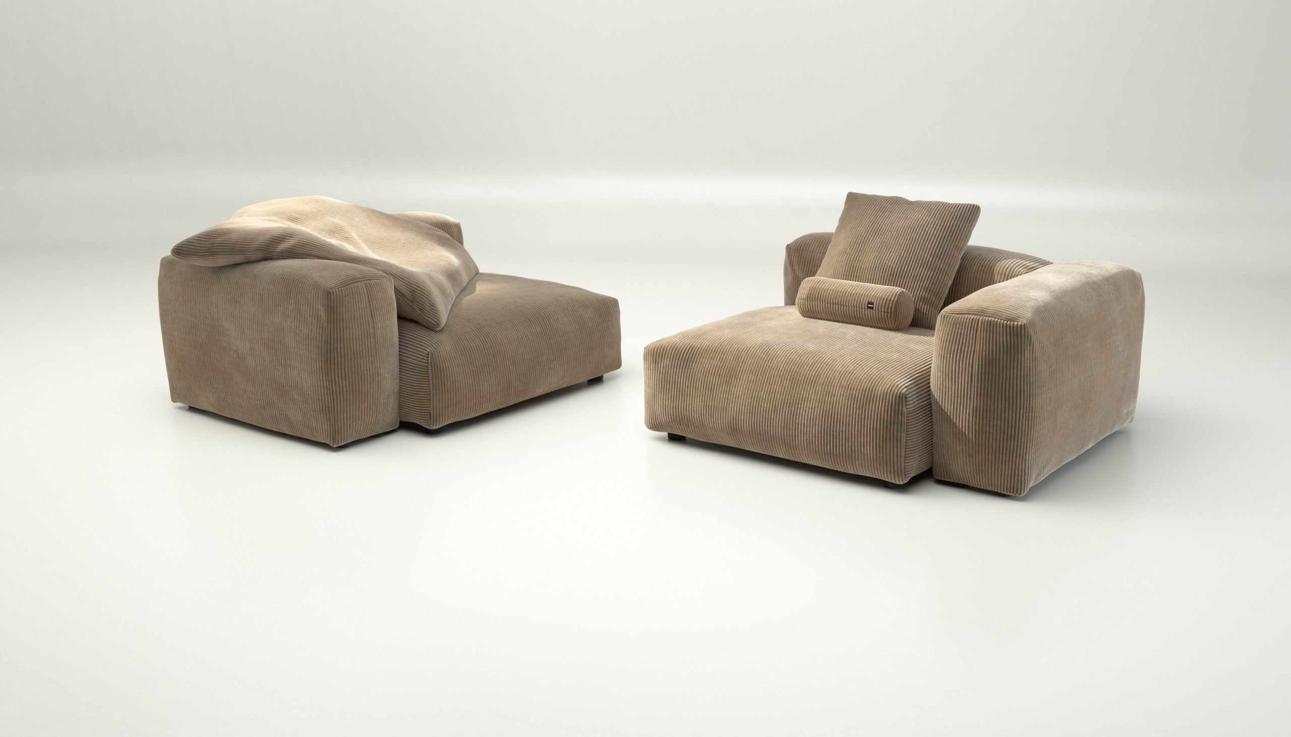 vetsak | Sofa Set 02 Large - cord velour - sand | Modular Sofa | 3.5 Seater | Big Sofa