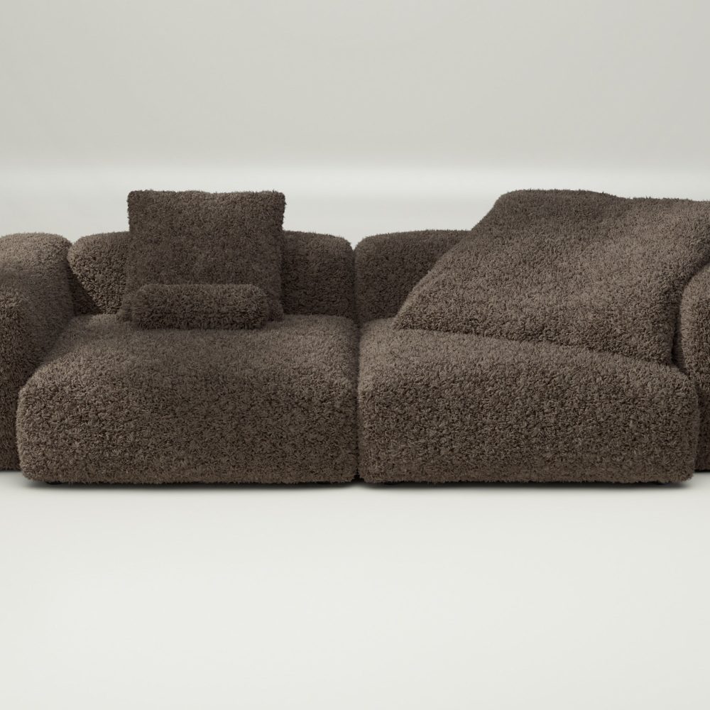 vetsak | Sofa Set 02 Large - doodle - cacao | Modular Sofa | 3.5 Seater | Big Sofa