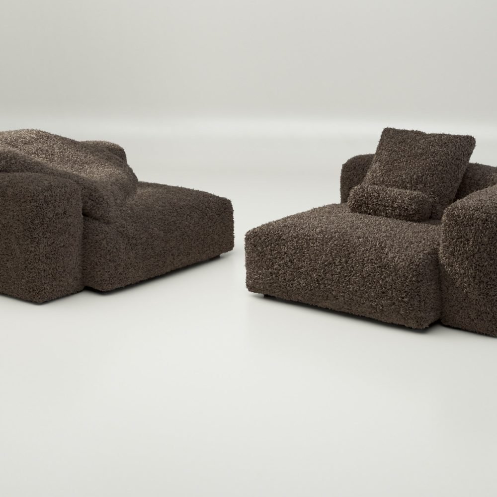 vetsak | Sofa Set 02 Large - doodle - cacao | Modular Sofa | 3.5 Seater | Big Sofa