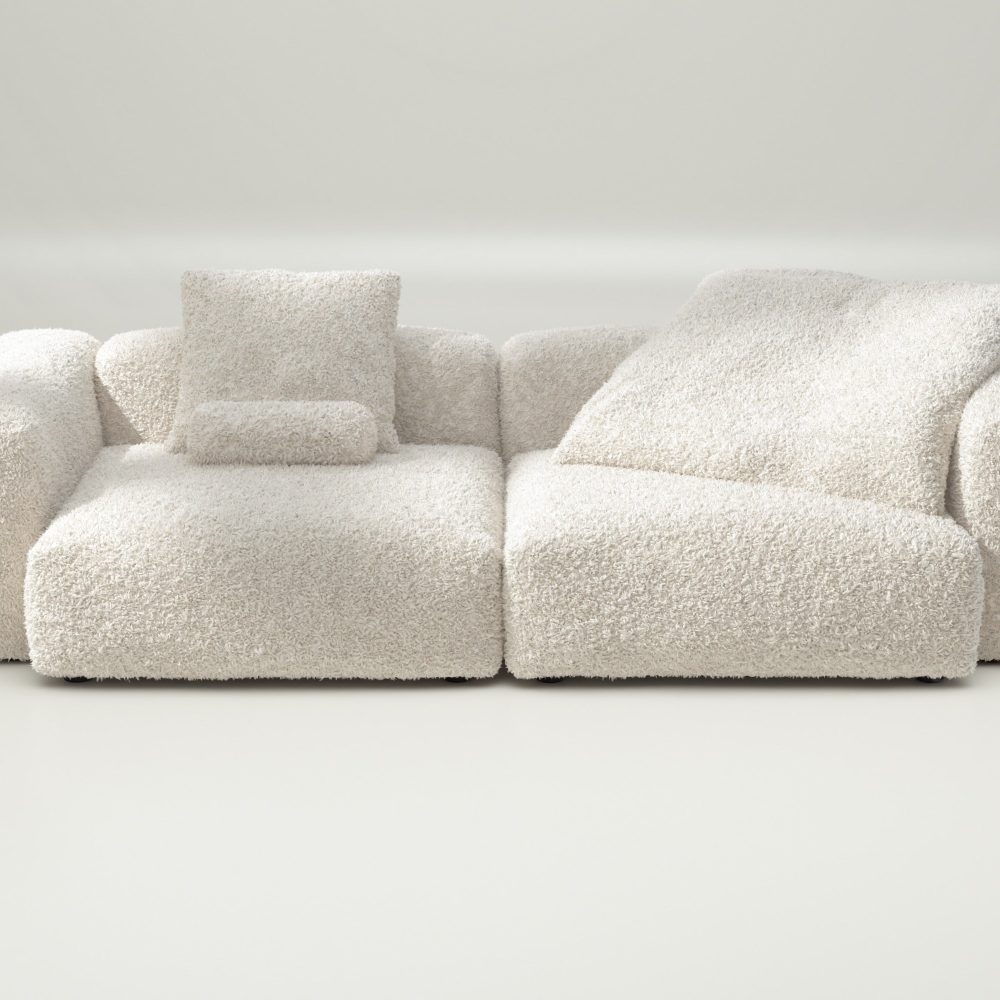 vetsak | Sofa Set 02 Large - doodle - creme | Modular Sofa | 3.5 Seater | Big Sofa