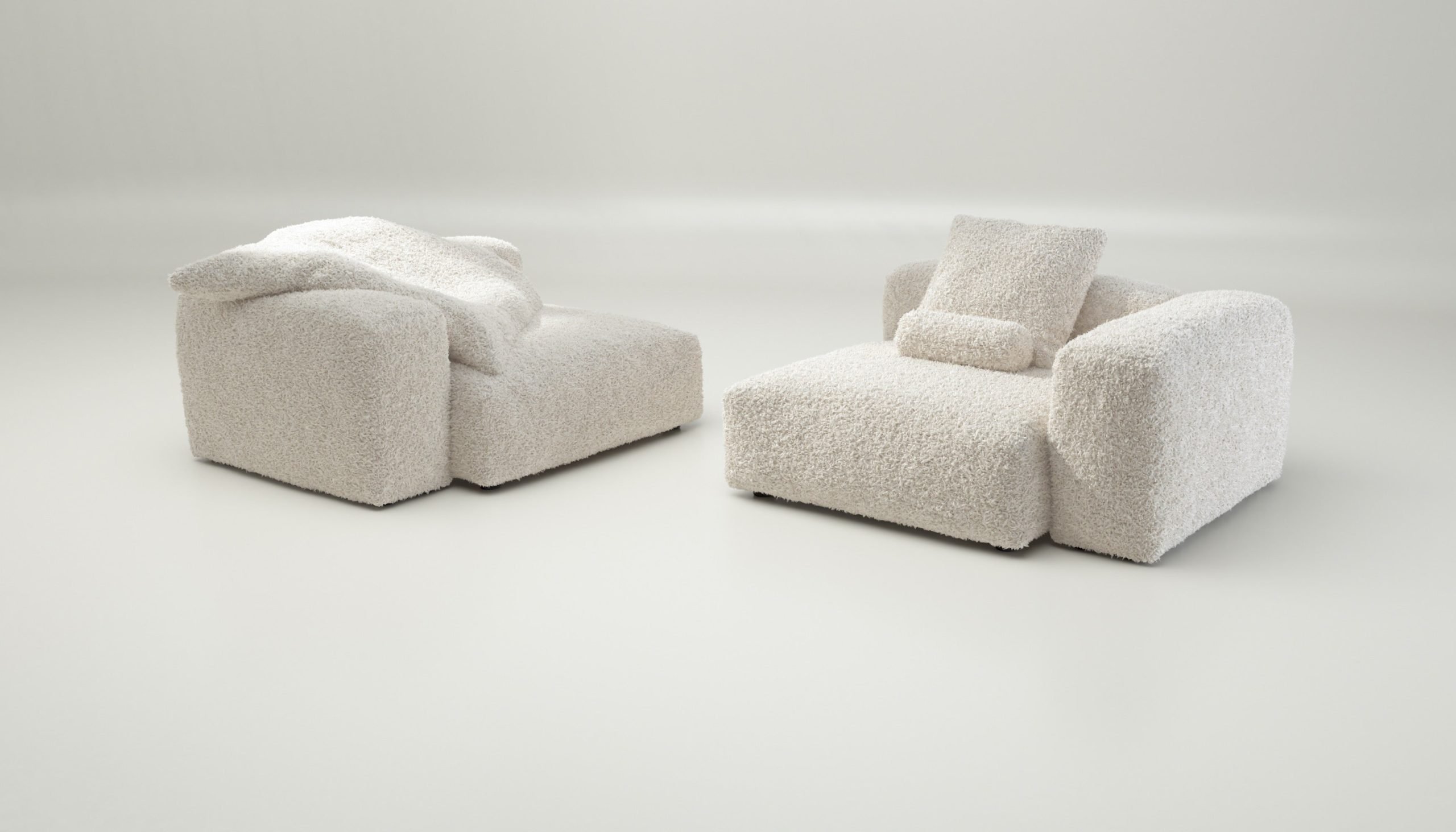 vetsak | Sofa Set 02 Large - doodle - creme | Modular Sofa | 3.5 Seater | Big Sofa