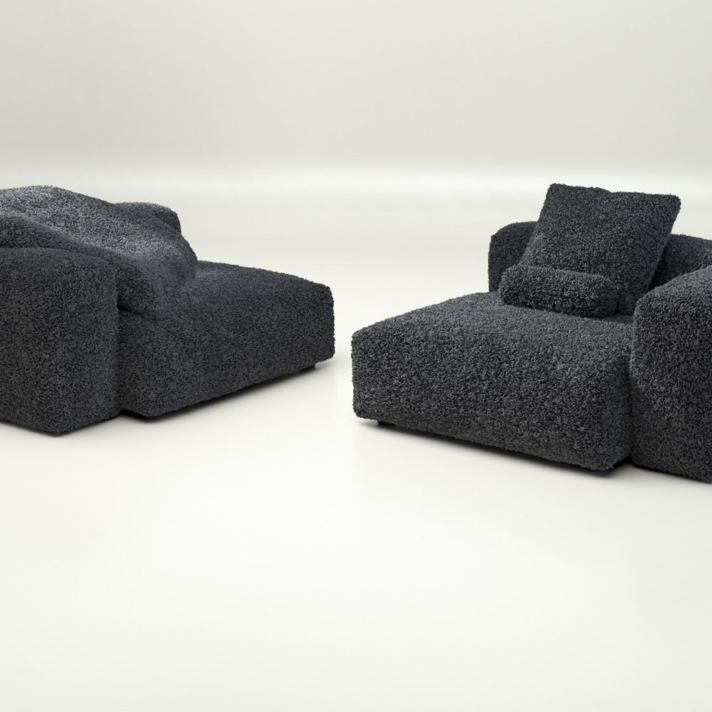 vetsak | Sofa Set 02 Large - doodle - dark grey | Modular Sofa | 3.5 Seater | Big Sofa
