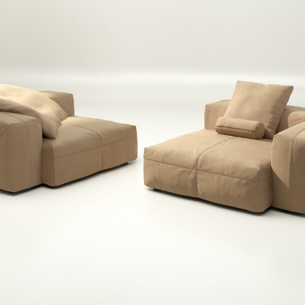 vetsak | Sofa Set 02 Large - leather - beige | Modular Sofa | 3.5 Seater | Big Sofa