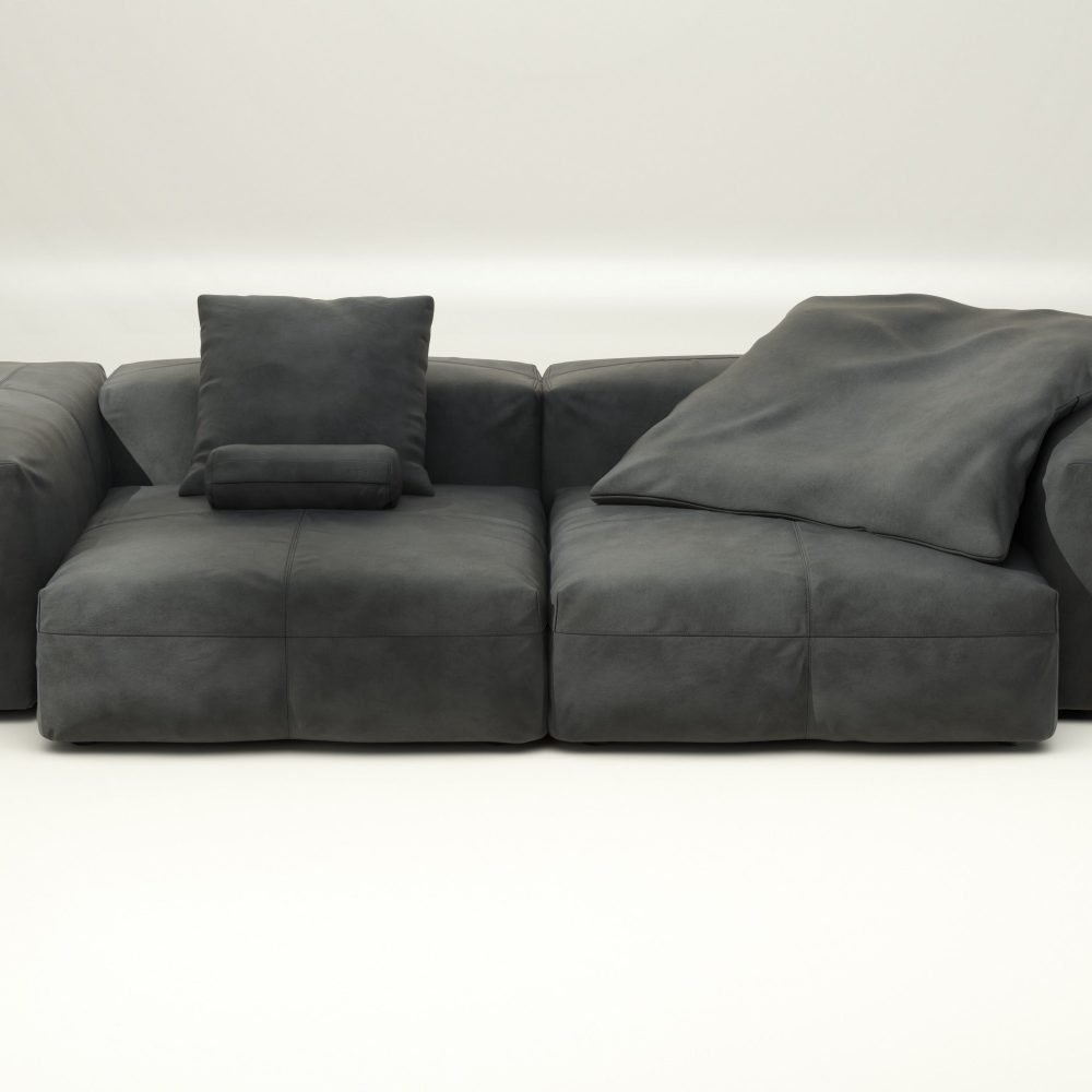 vetsak | Sofa Set 02 Large - leather - dark grey | Modular Sofa | 3.5 Seater | Big Sofa