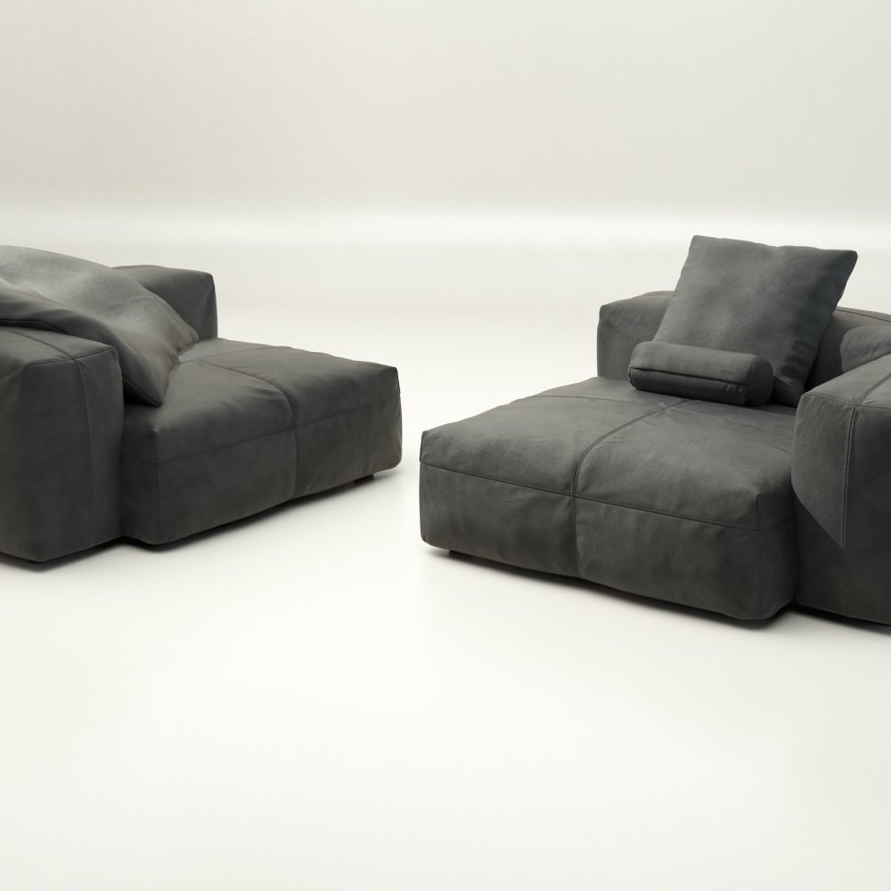 vetsak | Sofa Set 02 Large - leather - dark grey | Modular Sofa | 3.5 Seater | Big Sofa