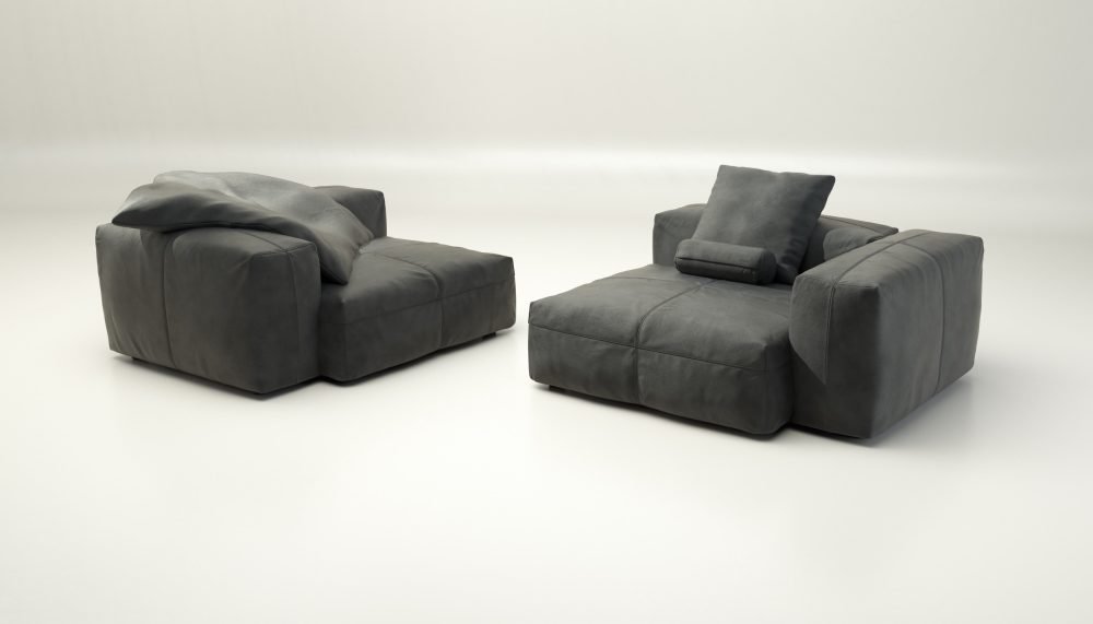 vetsak | Sofa Set 02 Large - leather - dark grey | Modular Sofa | 3.5 Seater | Big Sofa