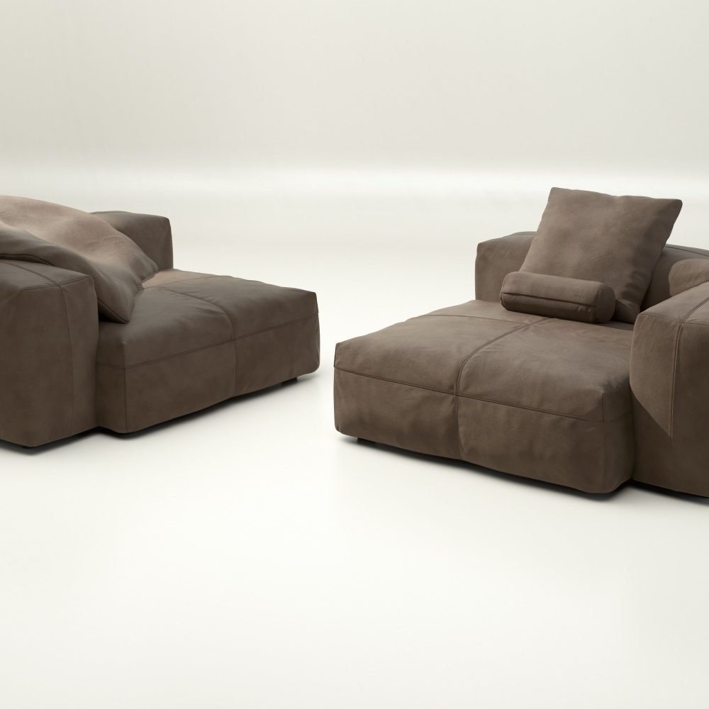 vetsak | Sofa Set 02 Large - leather - cacao | Modular Sofa | 3.5 Seater | Big Sofa