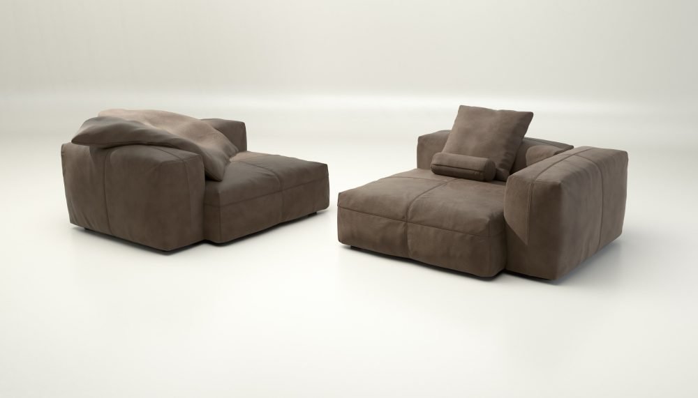 vetsak | Sofa Set 02 Large - leather - cacao | Modular Sofa | 3.5 Seater | Big Sofa