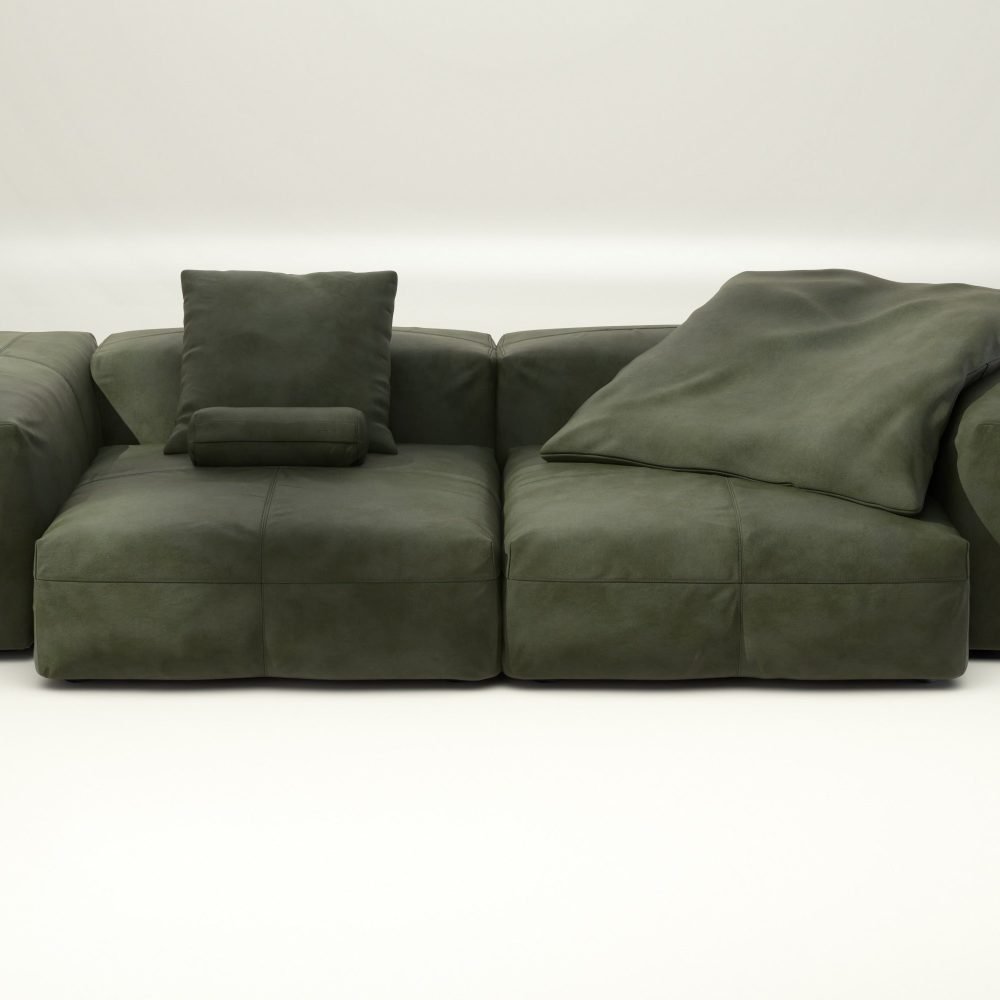 vetsak | Sofa Set 02 Large - leather - olive | Modular Sofa | 3.5 Seater | Big Sofa