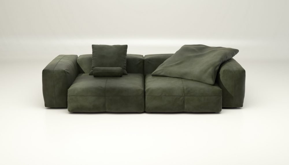 vetsak | Sofa Set 02 Large - leather - olive | Modular Sofa | 3.5 Seater | Big Sofa