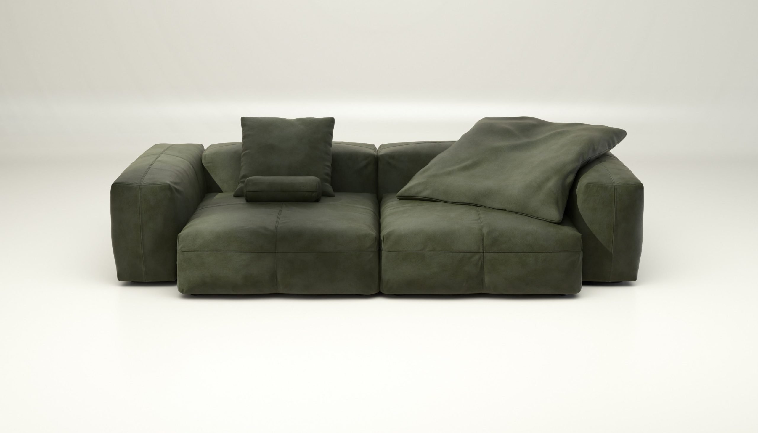 vetsak | Sofa Set 02 Large - leather - olive | Modular Sofa | 3.5 Seater | Big Sofa