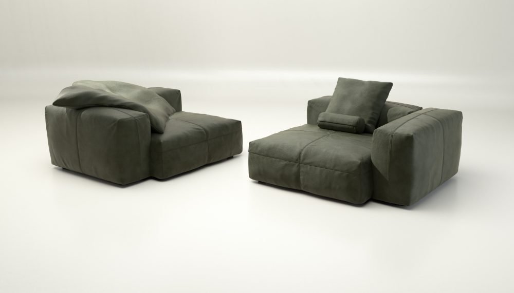 vetsak | Sofa Set 02 Large - leather - olive | Modular Sofa | 3.5 Seater | Big Sofa