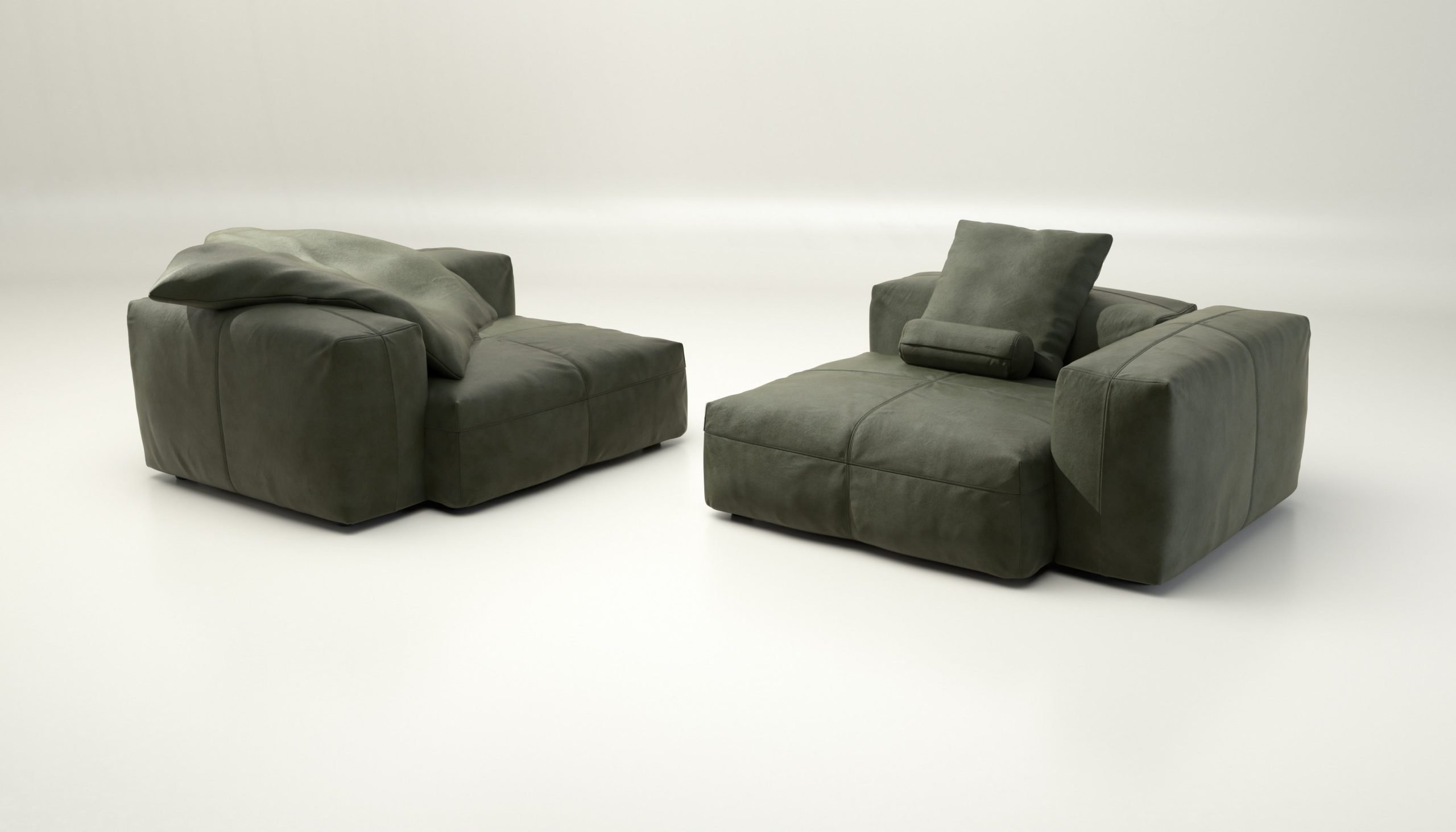 vetsak | Sofa Set 02 Large - leather - olive | Modular Sofa | 3.5 Seater | Big Sofa