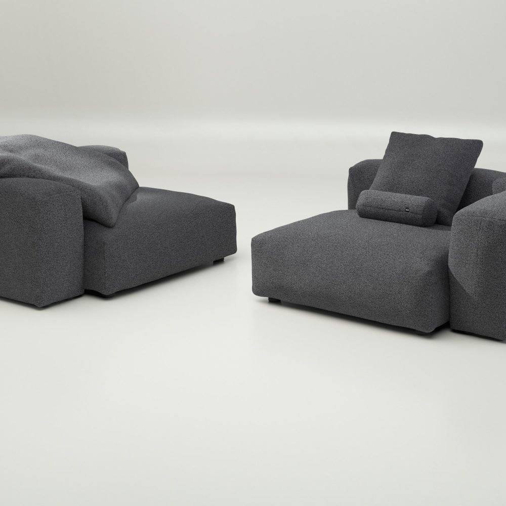vetsak | Sofa Set 02 Large - loop loop - anthracite | Modular Sofa | 3.5 Seater | Big Sofa