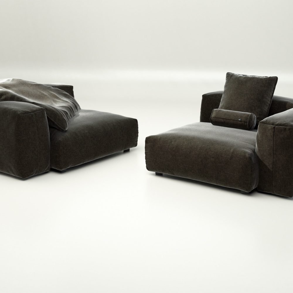 vetsak | Sofa Set 02 Large - suave - anthracite | Modular Sofa | 3.5 Seater | Big Sofa