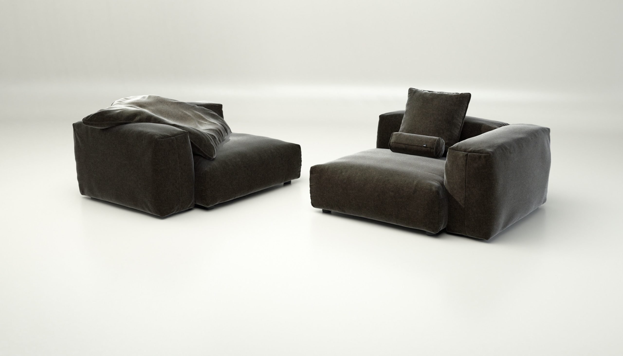 vetsak | Sofa Set 02 Large - suave - anthracite | Modular Sofa | 3.5 Seater | Big Sofa