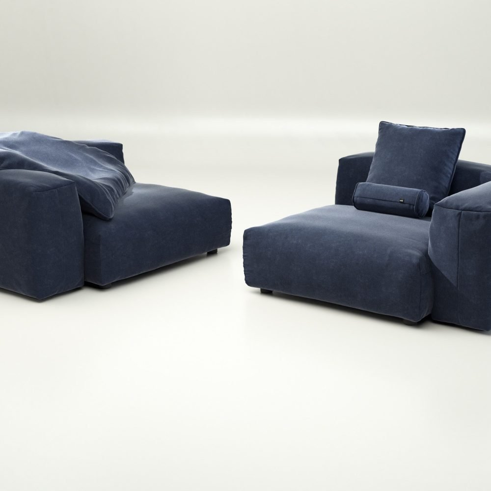vetsak | Sofa Set 02 Large - suave - navy | Modular Sofa | 3.5 Seater | Big Sofa