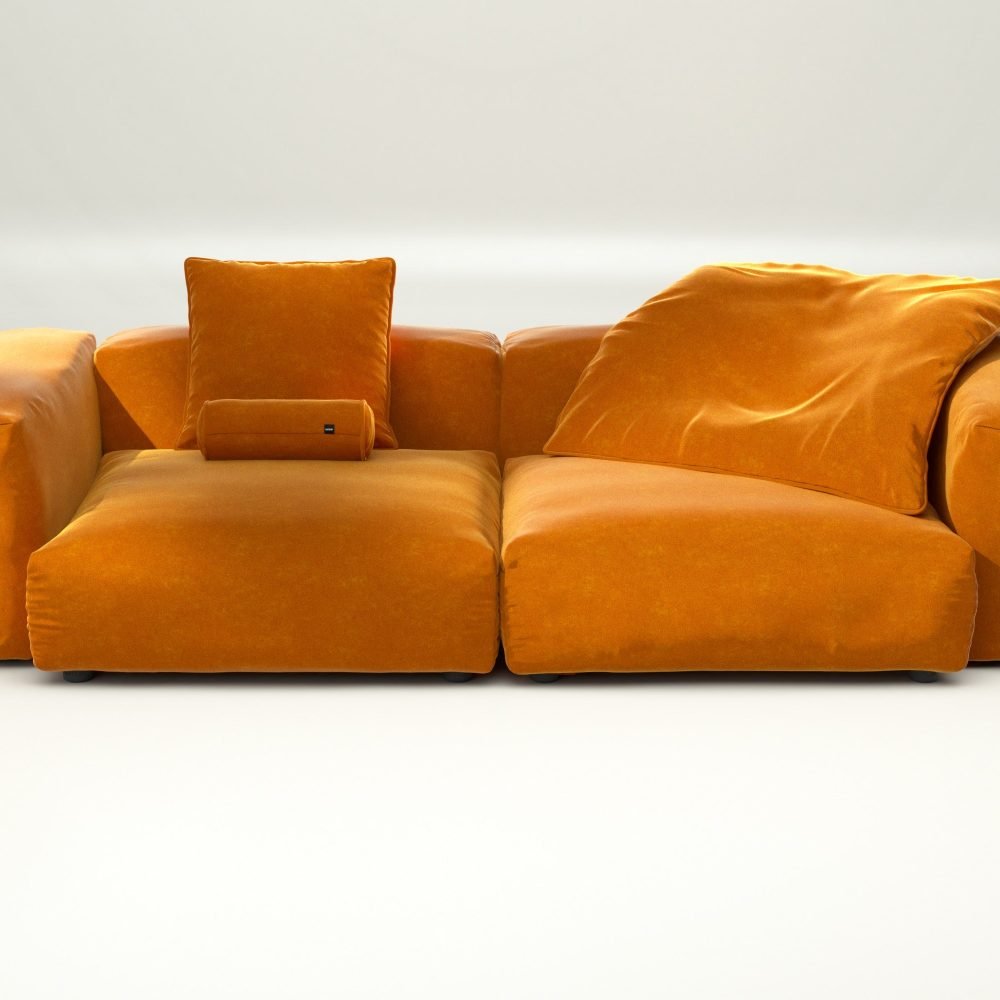 vetsak | Sofa Set 02 Large - suave - orange blaze | Modular Sofa | 3.5 Seater | Big Sofa