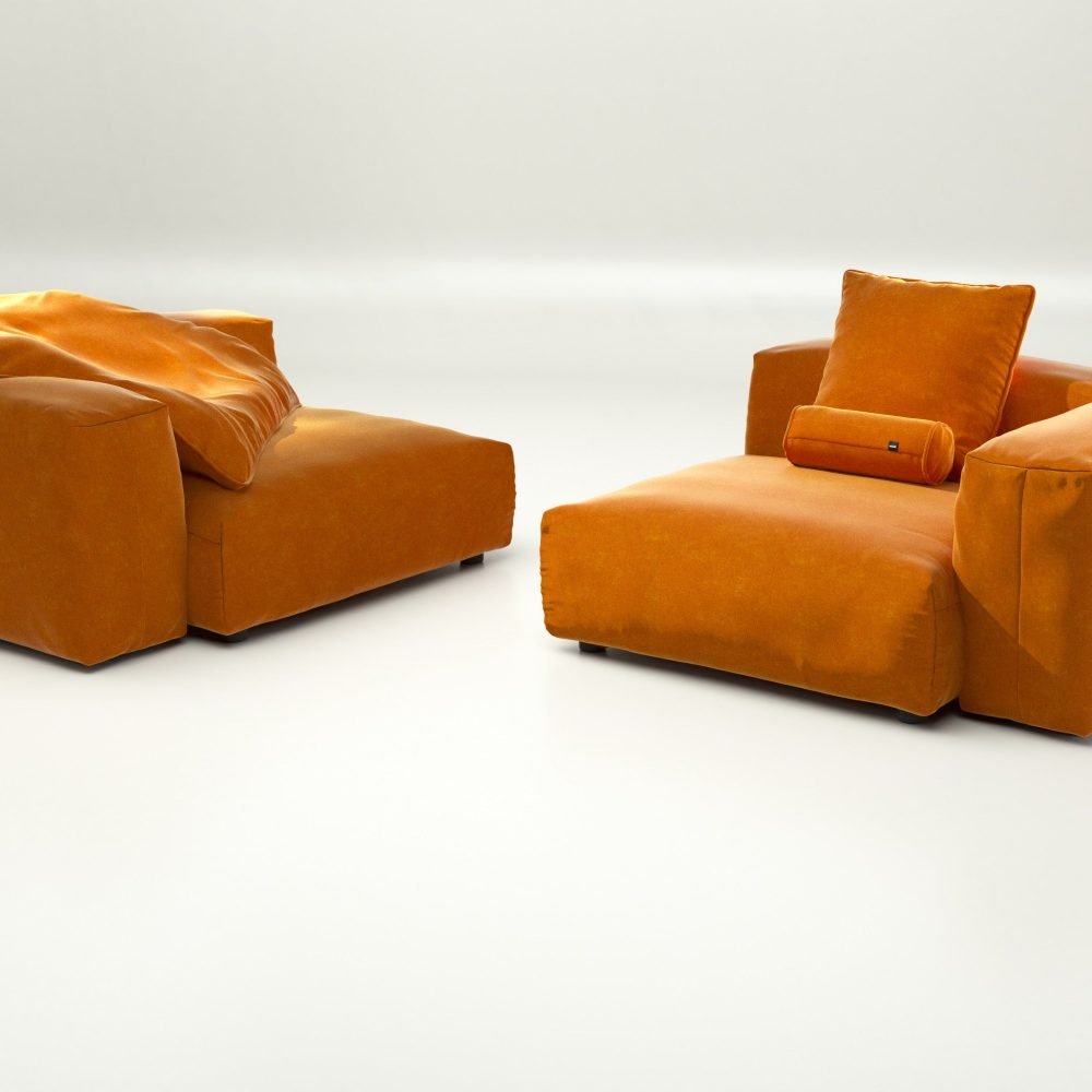 vetsak | Sofa Set 02 Large - suave - orange blaze | Modular Sofa | 3.5 Seater | Big Sofa