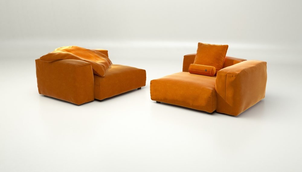 vetsak | Sofa Set 02 Large - suave - orange blaze | Modular Sofa | 3.5 Seater | Big Sofa