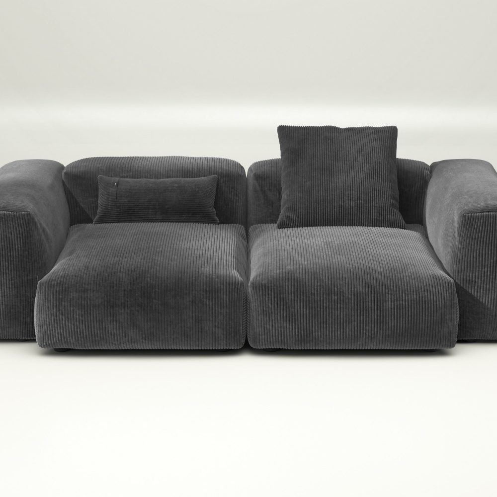 vetsak | Sofa Set 02 Medium - cord velour - dark grey | Modular Sofa | 2.5 Seater | Big Sofa