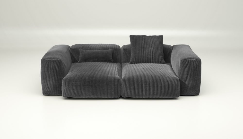 vetsak | Sofa Set 02 Medium - cord velour - dark grey | Modular Sofa | 2.5 Seater | Big Sofa