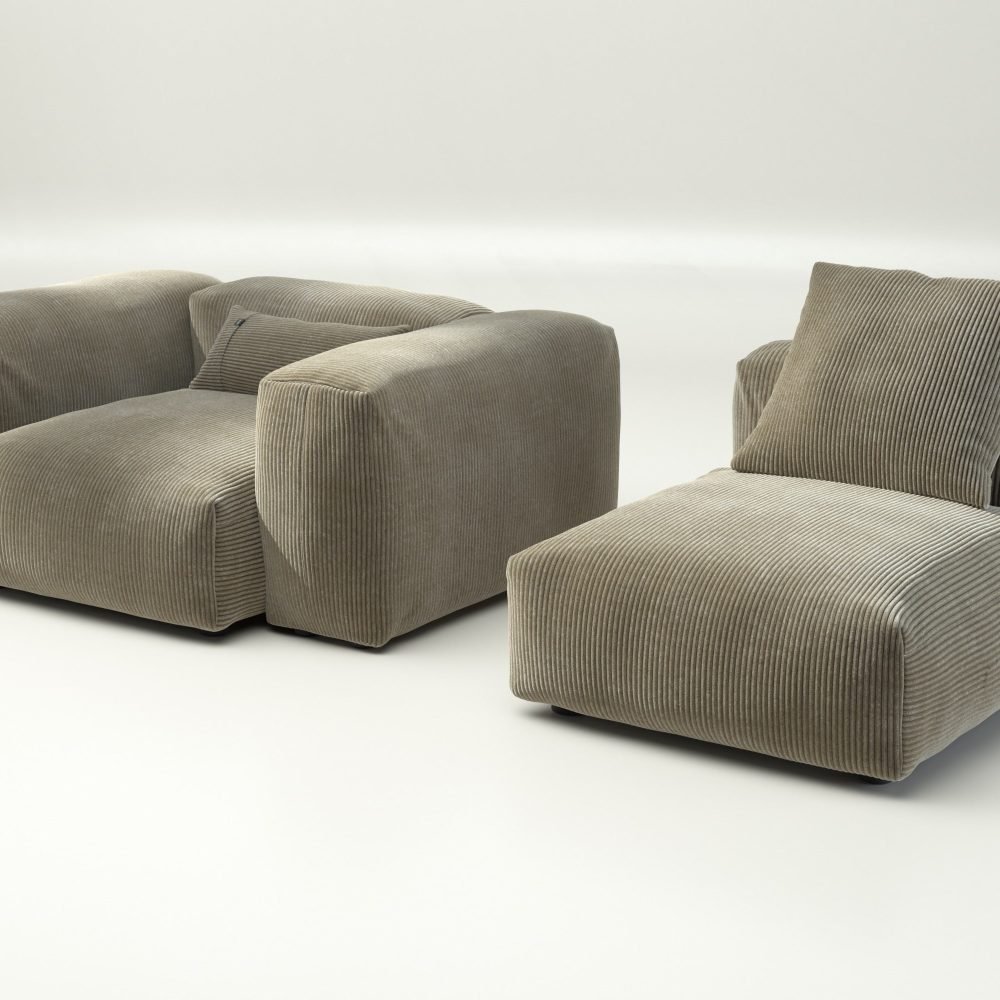 vetsak | Sofa Set 02 Medium - cord velour - khaki | Modular Sofa | 2.5 Seater | Big Sofa
