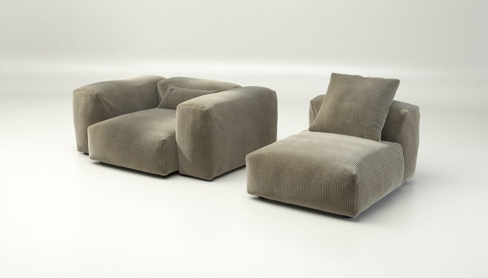 vetsak | Sofa Set 02 Medium - cord velour - khaki | Modular Sofa | 2.5 Seater | Big Sofa