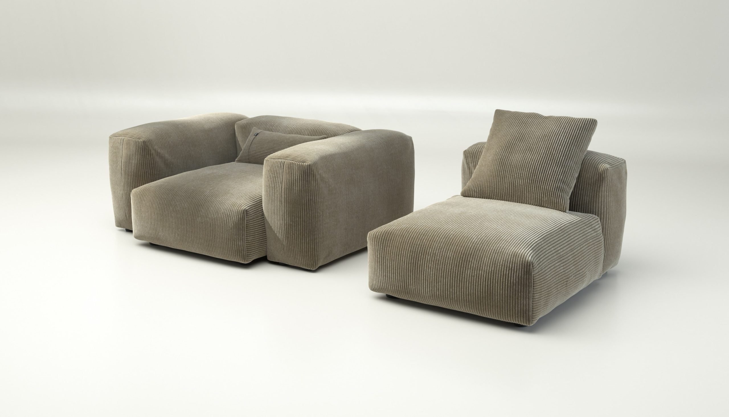 vetsak | Sofa Set 02 Medium - cord velour - khaki | Modular Sofa | 2.5 Seater | Big Sofa