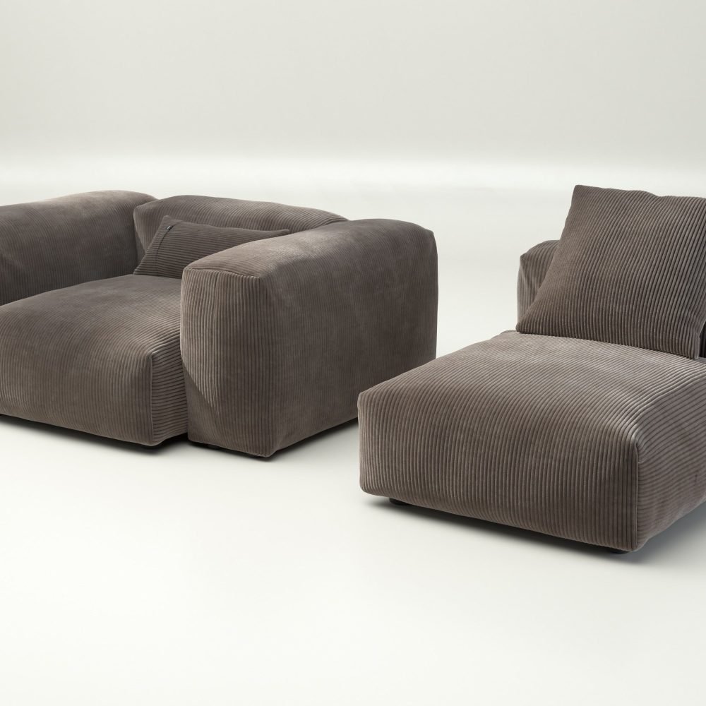 vetsak | Sofa Set 02 Medium - cord velour - mocha | Modular Sofa | 2.5 Seater | Big Sofa