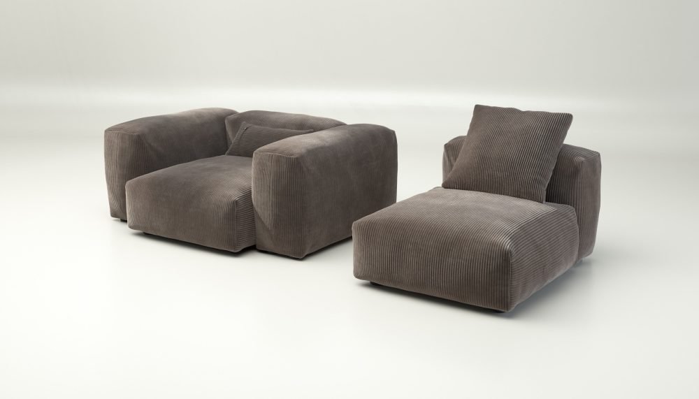 vetsak | Sofa Set 02 Medium - cord velour - mocha | Modular Sofa | 2.5 Seater | Big Sofa