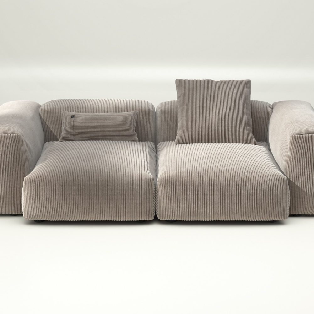 vetsak | Sofa Set 02 Medium - cord velour - platinum | Modular Sofa | 2.5 Seater | Big Sofa