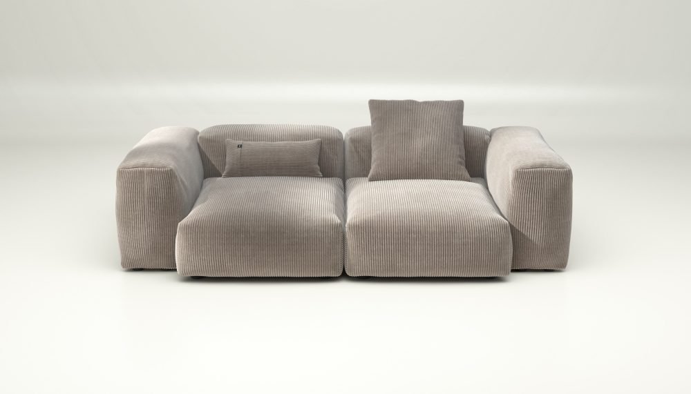 vetsak | Sofa Set 02 Medium - cord velour - platinum | Modular Sofa | 2.5 Seater | Big Sofa