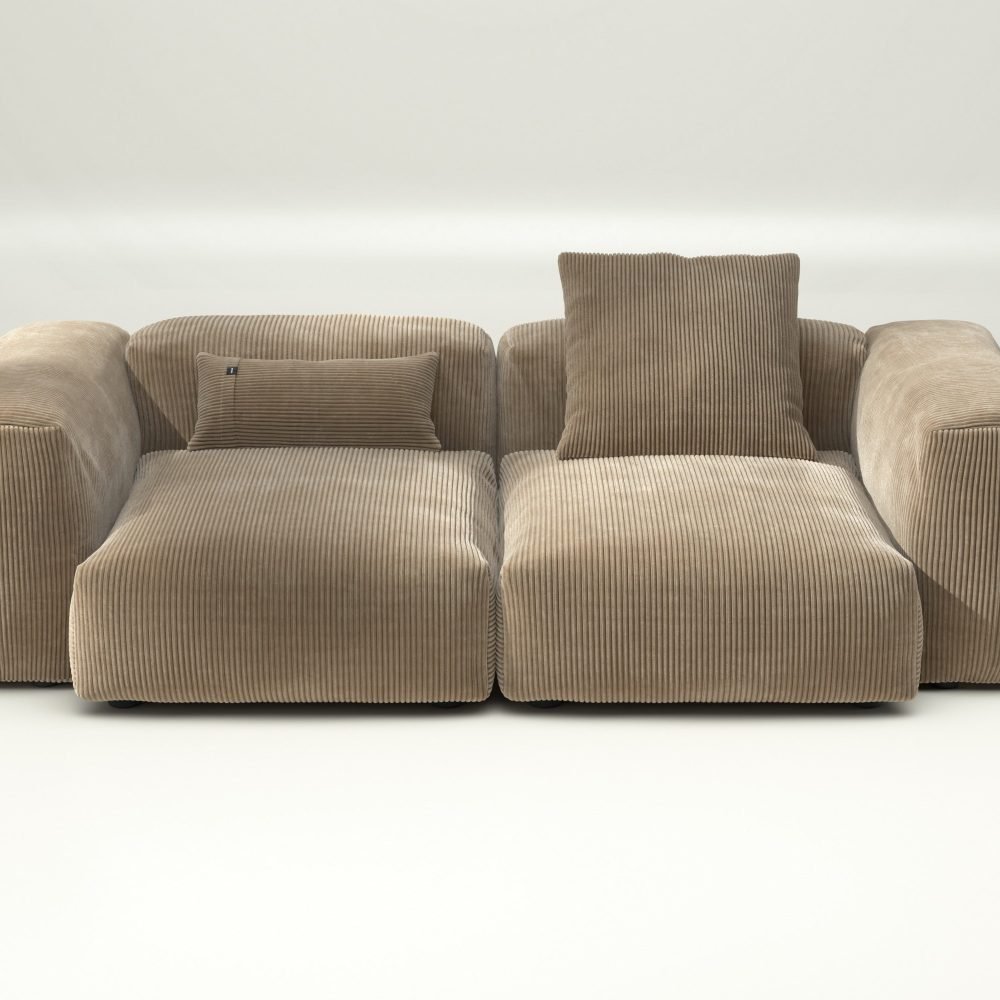 vetsak | Sofa Set 02 Medium - cord velour - sand | Modular Sofa | 2.5 Seater | Big Sofa