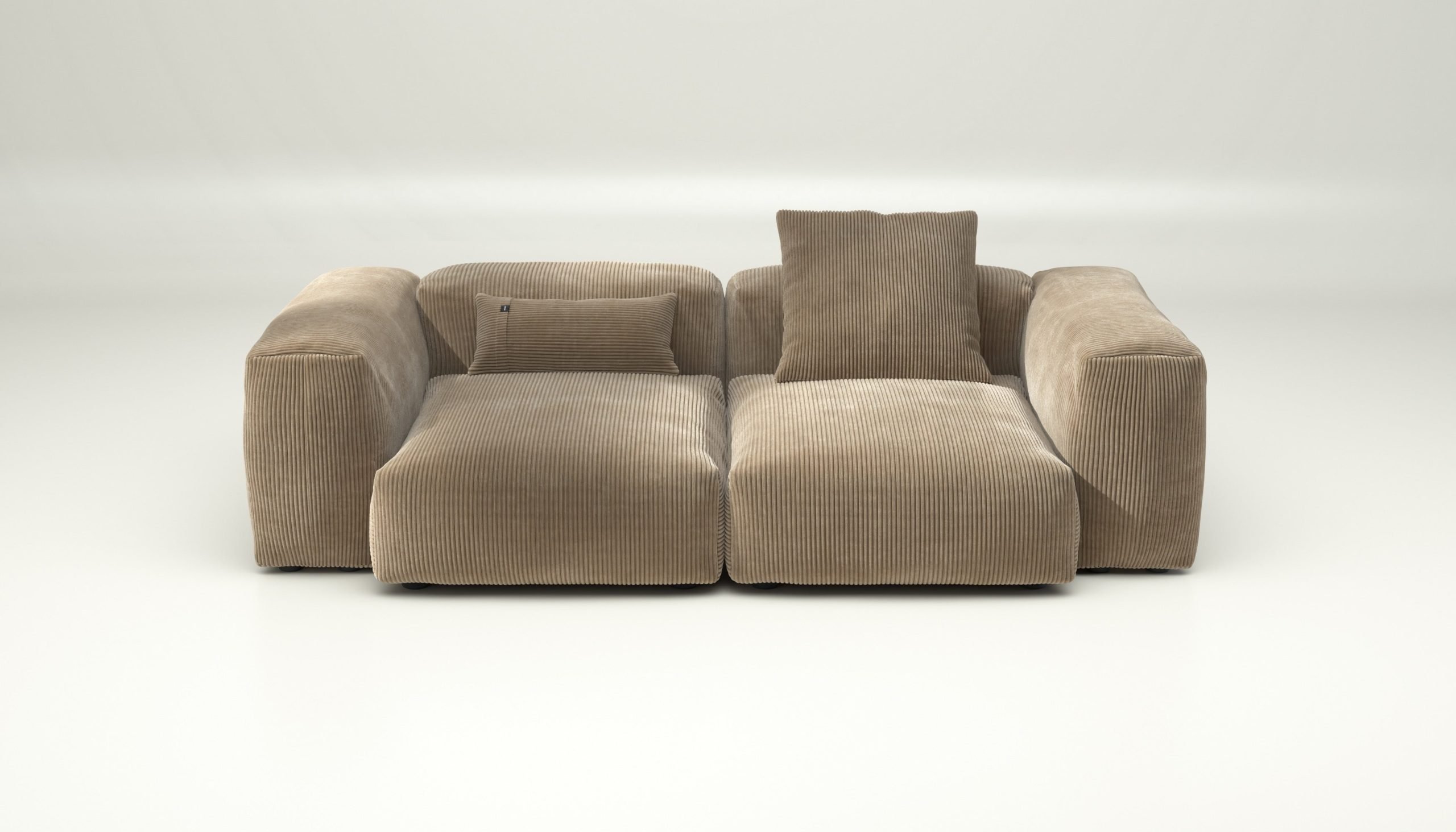 vetsak | Sofa Set 02 Medium - cord velour - sand | Modular Sofa | 2.5 Seater | Big Sofa