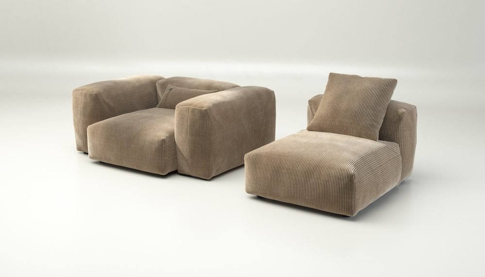 vetsak | Sofa Set 02 Medium - cord velour - sand | Modular Sofa | 2.5 Seater | Big Sofa