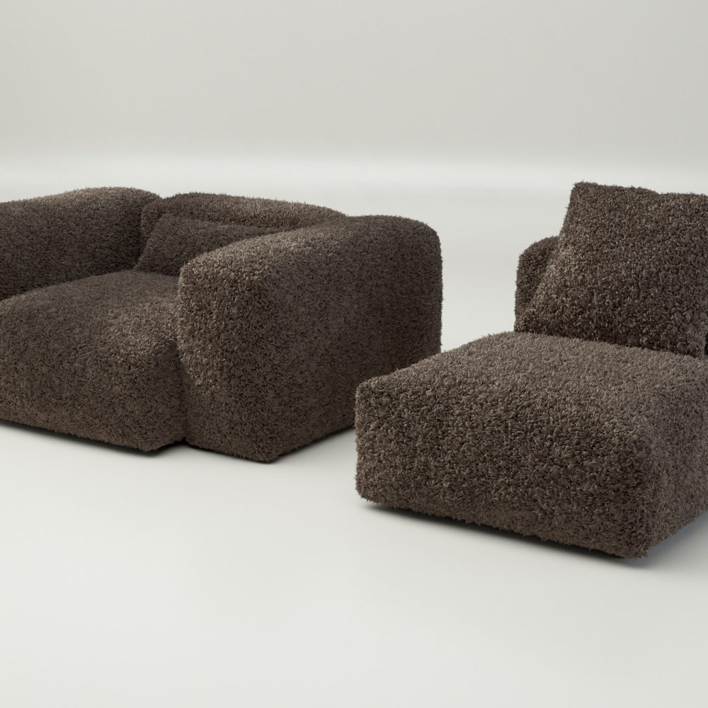 vetsak | Sofa Set 02 Medium - doodle - cacao | Modular Sofa | 2.5 Seater | Big Sofa