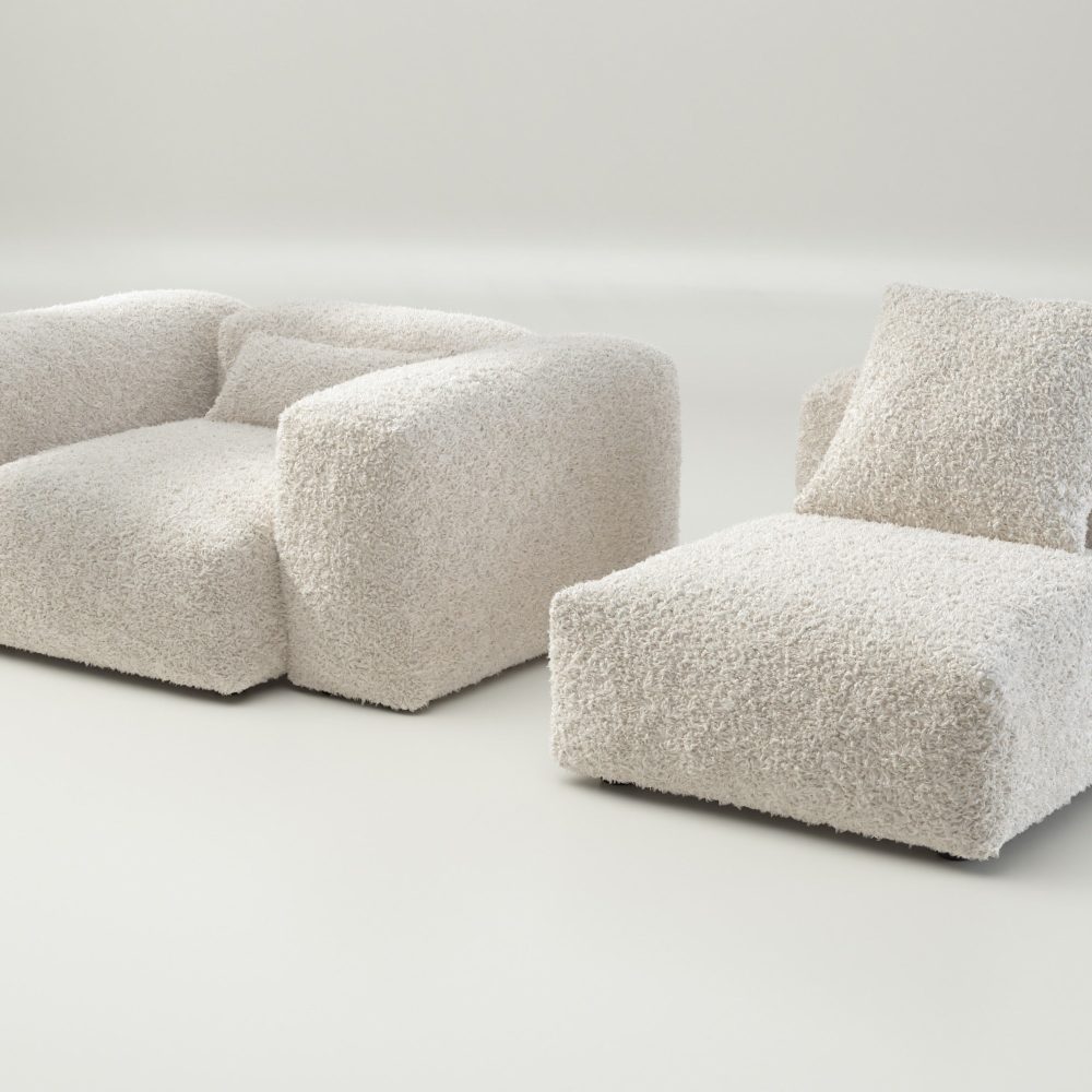 vetsak | Sofa Set 02 Medium - doodle - creme | Modular Sofa | 2.5 Seater | Big Sofa