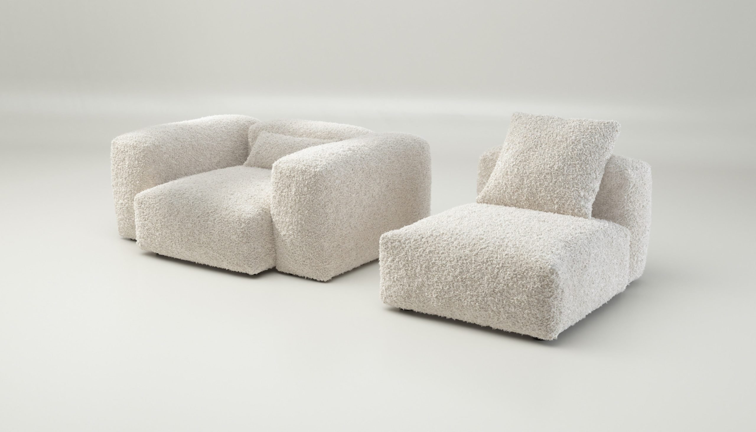 vetsak | Sofa Set 02 Medium - doodle - creme | Modular Sofa | 2.5 Seater | Big Sofa